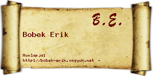 Bobek Erik névjegykártya